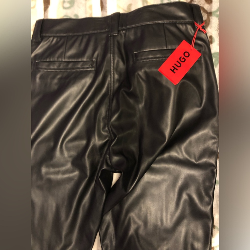 HUGO BOSS Black Real Leather Dress Pants 34” MEDIUM